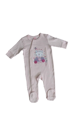 Pijamas largos del bebé del algodón de la manga del bordado con la sensación que lleva cómoda de los pies