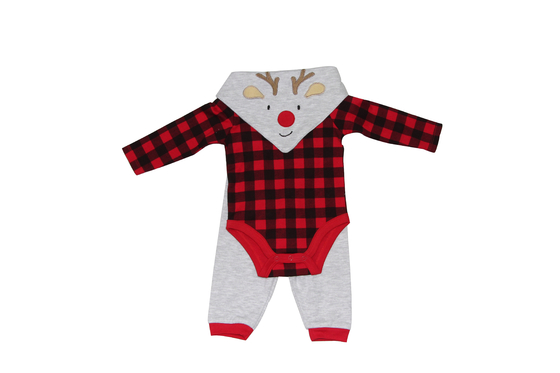 El equipo recién nacido unisex de la Navidad del bebé de la ropa del bebé 3 pedazos fijó color rojo